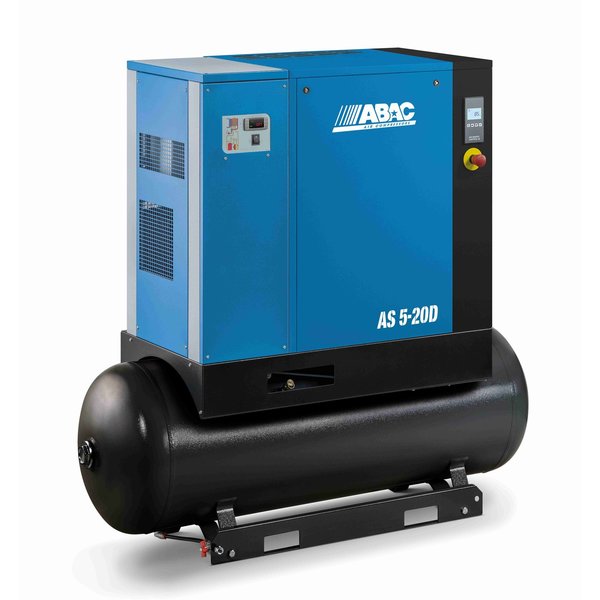 Abac 5 HPTank Mount 208-230-460 Volt Three Phase Rotary Screw 71 Gallon 150 PSI Air Compressor w/Dryer AS-5503TMD